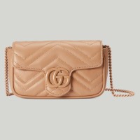 Gucci GG Marmont Super Mini Bag in Rose Beige Matelasse Calfskin