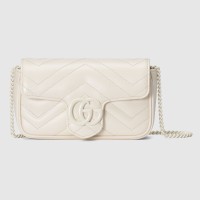 Gucci GG Marmont Super Mini Bag in White Matelasse Calfskin