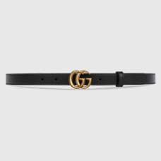 Gucci GG Marmont Thin Belt 20MM in Black Leather