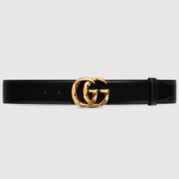 Gucci GG Marmont Wide Belt 40MM in Black Leather