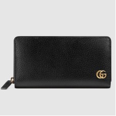 Gucci GG Marmont Zip Around Wallet In Black Leather