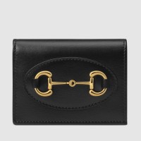 Gucci Horsebit 1955 Card Case Wallet in Black Calfskin