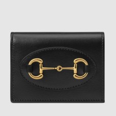 Gucci Horsebit 1955 Card Case Wallet in Black Calfskin