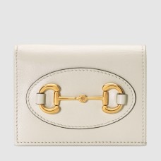 Gucci Horsebit 1955 Card Case Wallet in White Calfskin