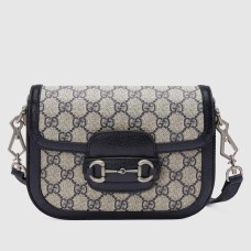 Gucci Horsebit 1955 Mini Bag in Blue GG Canvas