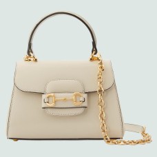 Gucci Horsebit 1955 Mini Handbag in White Leather