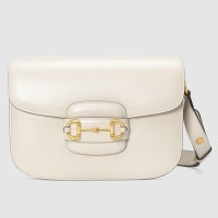Gucci Horsebit 1955 Shoulder Bag in White Calfskin