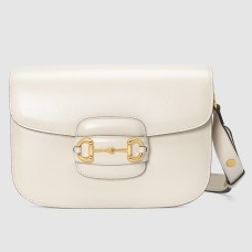 Gucci Horsebit 1955 Shoulder Bag in White Calfskin