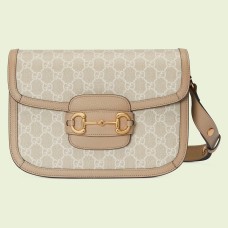 Gucci Horsebit 1955 Shoulder Bag in White GG Supreme Canvas