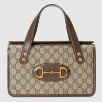 Gucci Horsebit 1955 Small Top Handle Bag in Beige GG Canvas