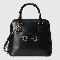 Gucci Horsebit 1955 Small Top Handle Bag in Black Calfskin