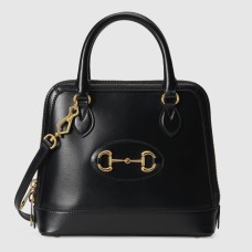 Gucci Horsebit 1955 Small Top Handle Bag in Black Calfskin
