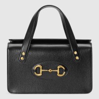 Gucci Horsebit 1955 Small Top Handle Bag in Black Leather