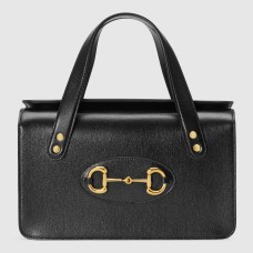 Gucci Horsebit 1955 Small Top Handle Bag in Black Leather