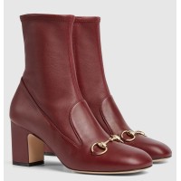 Gucci Horsebit Ankle Boots 75mm in Red Leather