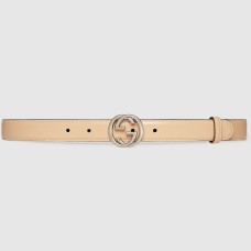 Gucci Interlocking G Belt 25MM in Beige Leather