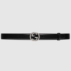 Gucci Interlocking G Belt 25MM in Black Leather