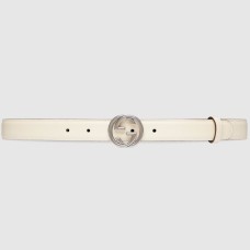 Gucci Interlocking G Belt 25MM in White Leather