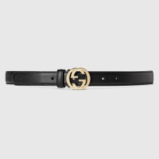 Gucci Interlocking G Buckle Belt 25MM in Black Leather
