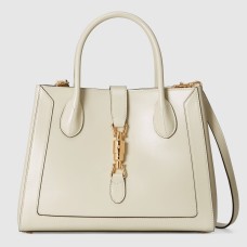 Gucci Jackie 1961 Medium Tote Bag in White Leather