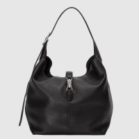 Gucci Jackie 1961 Small Shoulder Bag in Black Grained Leather