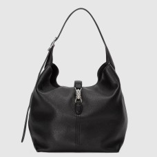 Gucci Jackie 1961 Small Shoulder Bag in Black Grained Leather