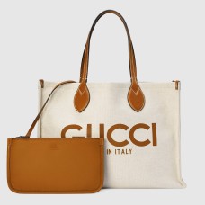 Gucci Medium Tote Bag in Canvas with Brown Gucci Print