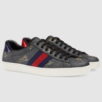 Gucci Men's Ace Sneakers in Black GG Canvas with Tigers Print
