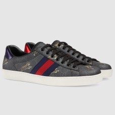 Gucci Men's Ace Sneakers in Black GG Canvas with Tigers Print