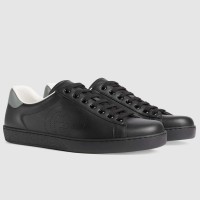 Gucci Men's Ace Sneakers in Black Leather with Interlocking G