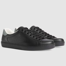 Gucci Men's Ace Sneakers in Black Leather with Interlocking G