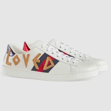 Gucci Men's Ace Sneakers with Embroidered Loved