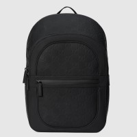 Gucci Men's Backpack in Black GG Rubber-effect Leather