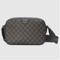 Gucci Men's Ophidia Medium Crossbody in Grey GG Supreme Canvas