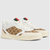 Gucci Men's Re-Web Sneakers in GG Canvas with White Leather