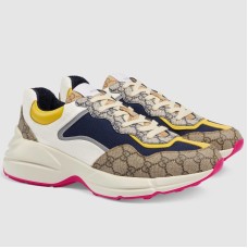 Gucci Men's Rhyton Sneakers in Beige GG Supreme Canvas