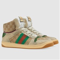Gucci Men's Screener High-top Sneakers in Beige GG Canvas