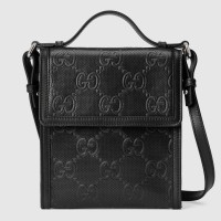 Gucci Messengers Bag in Black GG Embossed Leather