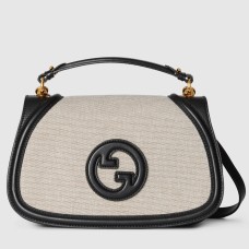 Gucci New Blondie Small Handle Bag in Canvas with Black Leather