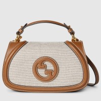 Gucci New Blondie Small Handle Bag in Canvas with Brown Leather