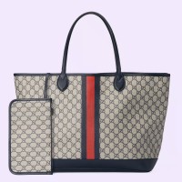 Gucci Ophidia GG Large Tote Bag in Blue GG Supreme Canvas