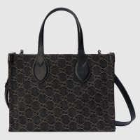 Gucci Ophidia GG Medium Tote Bag in Black GG Denim