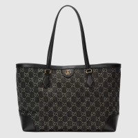 Gucci Ophidia GG Medium Tote Bag in Black GG Jacquard Denim