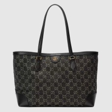Gucci Ophidia GG Medium Tote Bag in Black GG Jacquard Denim