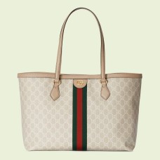 Gucci Ophidia GG Medium Tote Bag in White Supreme Canvas