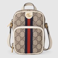 Gucci Ophidia GG Mini Bag in GG Canvas with White Leather