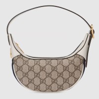 Gucci Ophidia GG Mini Hobo Bag in GG Canvas with White Leather