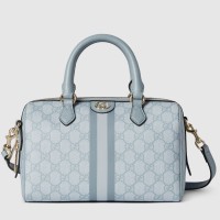Gucci Ophidia GG Small Top Handle Bag in Dusty Blue Supreme Canvas