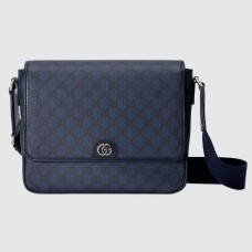 Gucci Ophidia Medium Messenger Bag in Blue GG Supreme Canvas