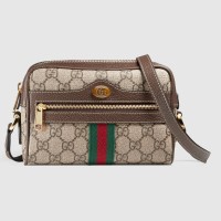 Gucci Ophidia Mini Camera Bag in Canvas with Brown Leather Trim